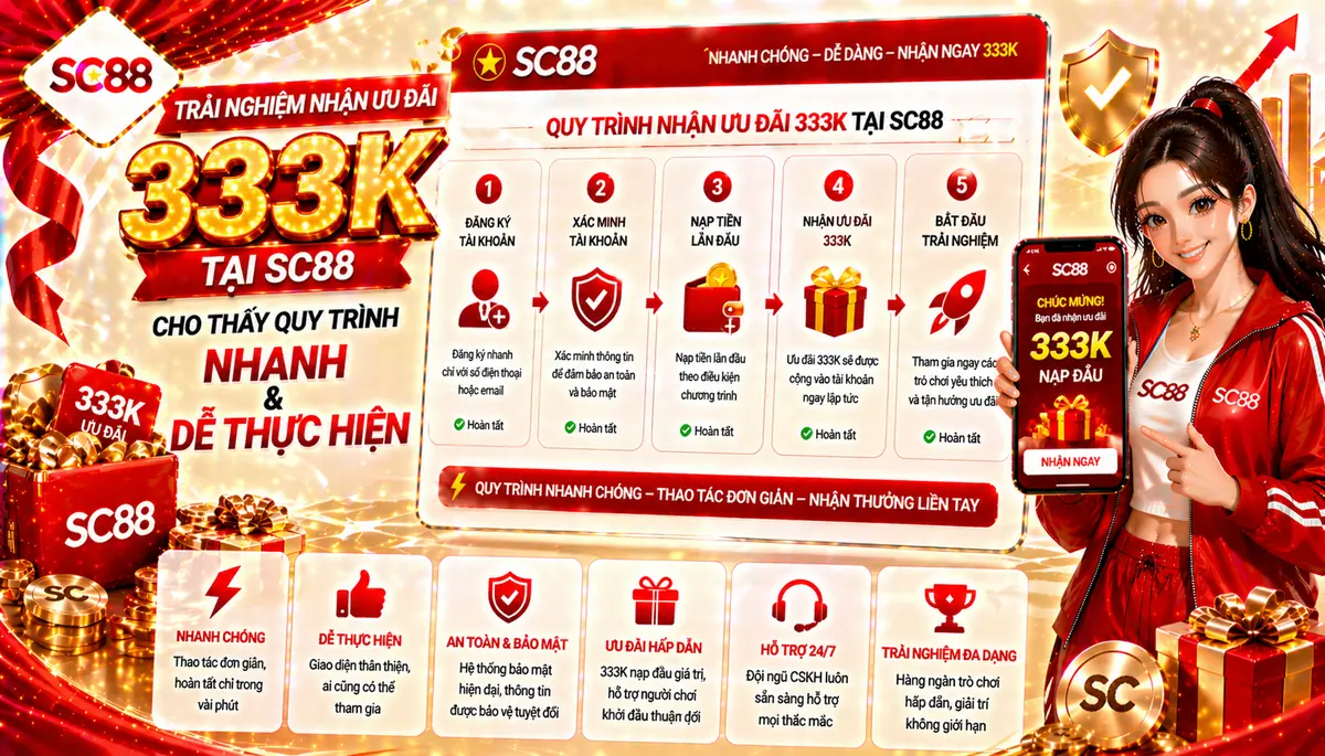 Trải nghiệm nhận ưu đãi 333K tại SC88 cho thấy quy trình nhanh và dễ thực hiện